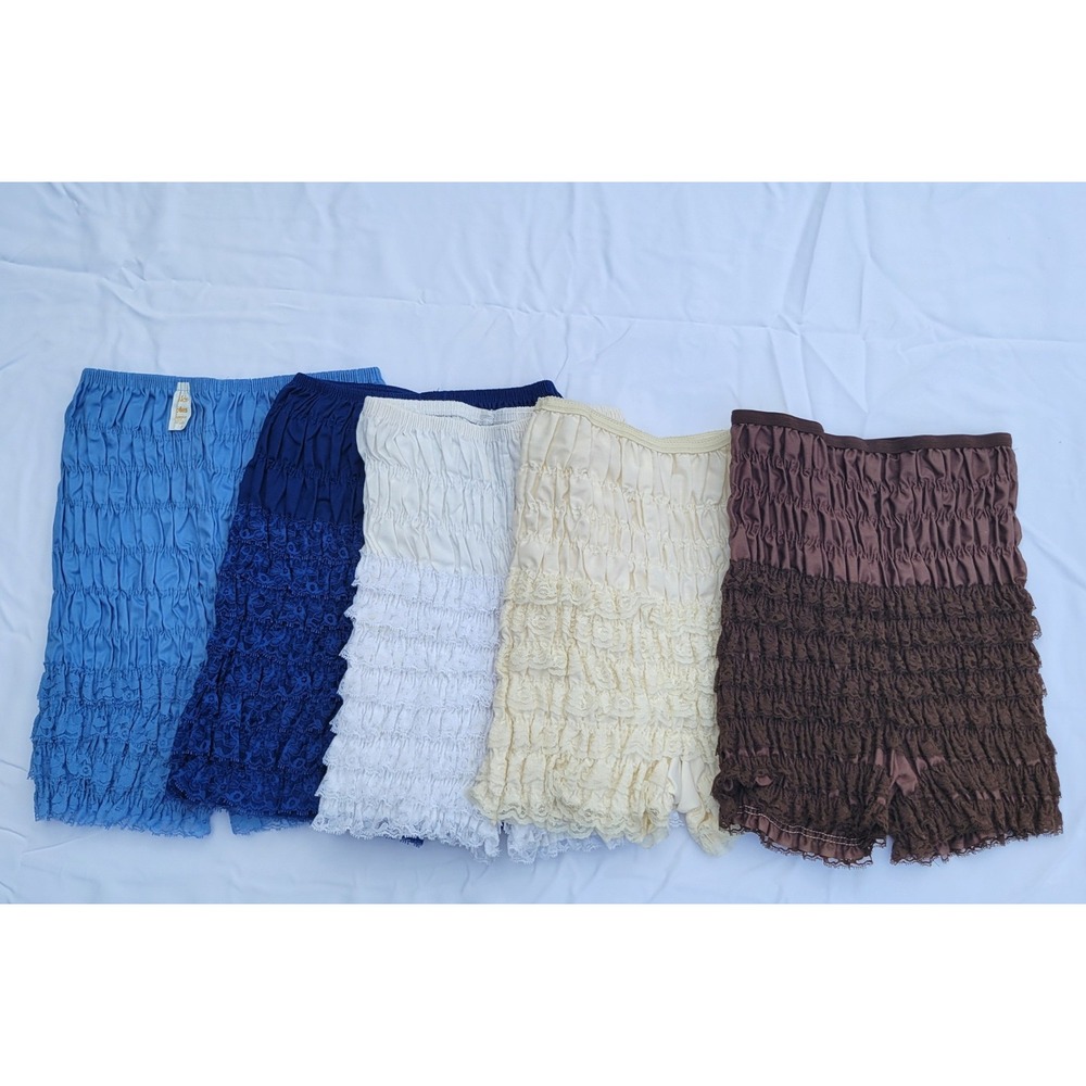 Vintage Malco Modes Ruffle Pettipants Bloomers Lace Trim Lot of 5 S Made in USA